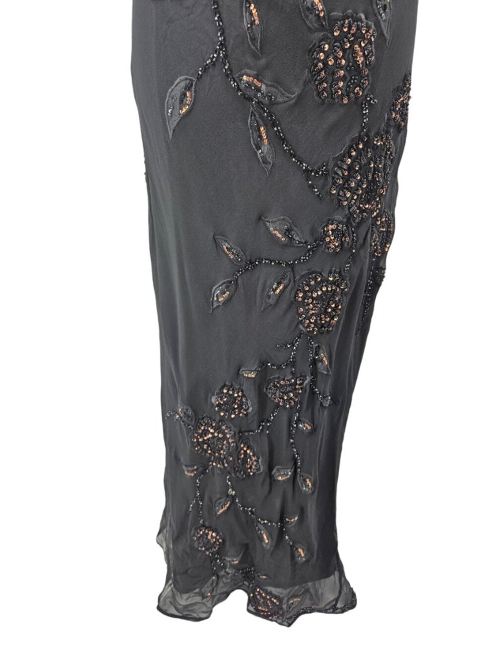 Sue Wong Nocturne Silk Beaded Cocktail Maxi Dress Black Women's Size 8 Evening - Picture 7 of 16